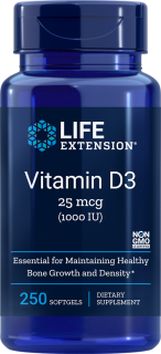 Vitamin D3 - 25 mcg (1000 IU), 250 softgels