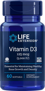 Vitamin D3 - 125 mcg (5000 IU), 60 softgels