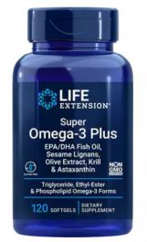 Super Omega-3 Plus EPA/DHA with Sesame Lignans, Olive Extract, Krill & Astaxanthin - 120 Softgels